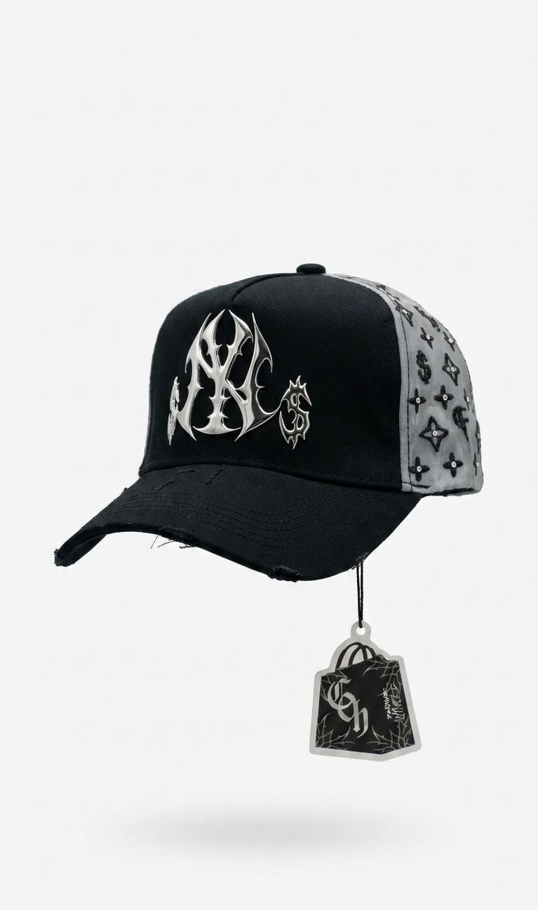 Gorra Urbana – Modelo "NY Liquid Metal" (Edición Cyber-Gothic)